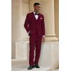 COOFANDY Men’s 3 Piece Linen Suits Casual Lightweight Blazer Jackets Vest Pants Set for Wedding Business Prom(Wine Red)