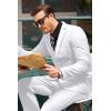 COOFANDY Men’s 3 Pieces Suits Classic Fit 2 Buttons Dress Suit Set Wedding Business Dinner Prom Jacket Vest Pants(White)