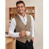 COOFANDY Men’s Business Suit Vest Slim Fit Dress Vest Wedding Waistcoat(Khaki)