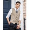 COOFANDY Men’s Business Suit Vest Slim Fit Dress Vest Wedding Waistcoat(Light Khaki)