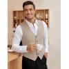 COOFANDY Men’s Business Suit Vest Slim Fit Dress Vest Wedding Waistcoat(Light Khaki)