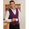 COOFANDY Men’s Business Suit Vest Slim Fit Dress Vest Wedding Waistcoat(Wine Red)