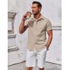 COOFANDY Men’s Button Down Shirt Short Sleeve Casual Shirt for Men Summer Business Casual Dress Shirt(Beige)