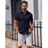 COOFANDY Men’s Button Down Shirt Short Sleeve Casual Shirt for Men Summer Business Casual Dress Shirt(Navy Blue)