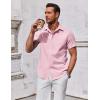COOFANDY Men’s Button Down Shirt Short Sleeve Casual Shirt for Men Summer Business Casual Dress Shirt(Pink)