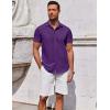 COOFANDY Men’s Button Down Shirt Short Sleeve Casual Shirt for Men Summer Business Casual Dress Shirt(Violet)