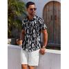 COOFANDY Men’s Button Down Shirt Short Sleeve Casual Shirt for Men Summer Business Casual Dress Shirt(White-black Abstract)