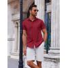 COOFANDY Men’s Button Down Shirt Short Sleeve Casual Shirt for Men Summer Business Casual Dress Shirt(Wine Red)