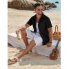 COOFANDY Mens Button Down Shirt Short Sleeve Casual Shirts Beach Summer Linen Shirts Wedding Vacation Shirt(Black)