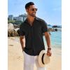 COOFANDY Mens Button Down Shirt Short Sleeve Casual Shirts Beach Summer Linen Shirts Wedding Vacation Shirt(Black)