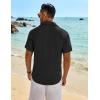 COOFANDY Mens Button Down Shirt Short Sleeve Casual Shirts Beach Summer Linen Shirts Wedding Vacation Shirt(Black)