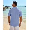 COOFANDY Mens Button Down Shirt Short Sleeve Casual Shirts Beach Summer Linen Shirts Wedding Vacation Shirt(Blue)