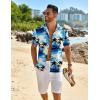 COOFANDY Mens Button Down Shirt Short Sleeve Casual Shirts Beach Summer Linen Shirts Wedding Vacation Shirt(Blue Sea)