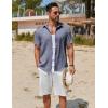 COOFANDY Mens Button Down Shirt Short Sleeve Casual Shirts Beach Summer Linen Shirts Wedding Vacation Shirt(Dark Blue)
