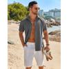 COOFANDY Mens Button Down Shirt Short Sleeve Casual Shirts Beach Summer Linen Shirts Wedding Vacation Shirt(Grey)