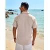 COOFANDY Mens Button Down Shirt Short Sleeve Casual Shirts Beach Summer Linen Shirts Wedding Vacation Shirt(Khaki)
