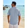 COOFANDY Mens Button Down Shirt Short Sleeve Casual Shirts Beach Summer Linen Shirts Wedding Vacation Shirt(Light Blue)