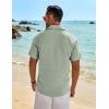 COOFANDY Mens Button Down Shirt Short Sleeve Casual Shirts Beach Summer Linen Shirts Wedding Vacation Shirt(Light Green)