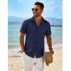 COOFANDY Mens Button Down Shirt Short Sleeve Casual Shirts Beach Summer Linen Shirts Wedding Vacation Shirt(Navy Blue)
