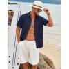 COOFANDY Mens Button Down Shirt Short Sleeve Casual Shirts Beach Summer Linen Shirts Wedding Vacation Shirt(Navy Blue)