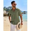 COOFANDY Mens Button Down Shirt Short Sleeve Casual Shirts Beach Summer Linen Shirts Wedding Vacation Shirt(Olive Green)
