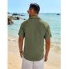 COOFANDY Mens Button Down Shirt Short Sleeve Casual Shirts Beach Summer Linen Shirts Wedding Vacation Shirt(Olive Green)