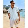 COOFANDY Mens Button Down Shirt Short Sleeve Casual Shirts Beach Summer Linen Shirts Wedding Vacation Shirt(Pale Blue)