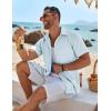COOFANDY Mens Button Down Shirt Short Sleeve Casual Shirts Beach Summer Linen Shirts Wedding Vacation Shirt(Pale Blue)