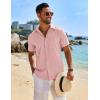 COOFANDY Mens Button Down Shirt Short Sleeve Casual Shirts Beach Summer Linen Shirts Wedding Vacation Shirt(Pink)
