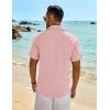 COOFANDY Mens Button Down Shirt Short Sleeve Casual Shirts Beach Summer Linen Shirts Wedding Vacation Shirt(Pink)