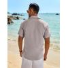 COOFANDY Mens Button Down Shirt Short Sleeve Casual Shirts Beach Summer Linen Shirts Wedding Vacation Shirt(Stone)