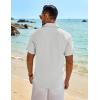 COOFANDY Mens Button Down Shirt Short Sleeve Casual Shirts Beach Summer Linen Shirts Wedding Vacation Shirt(White)