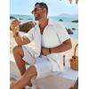 COOFANDY Mens Button Down Shirt Short Sleeve Casual Shirts Beach Summer Linen Shirts Wedding Vacation Shirt(White)