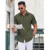 COOFANDY Men’s Button Down Shirt Short Sleeve Dress Shirt Casual Beach Summer Wedding Shirt(Army Green)