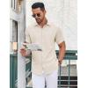 COOFANDY Men’s Button Down Shirt Short Sleeve Dress Shirt Casual Beach Summer Wedding Shirt(Beige)