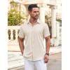 COOFANDY Men’s Button Down Shirt Short Sleeve Dress Shirt Casual Beach Summer Wedding Shirt(Beige)