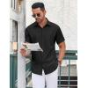 COOFANDY Men’s Button Down Shirt Short Sleeve Dress Shirt Casual Beach Summer Wedding Shirt(Black)