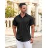 COOFANDY Men’s Button Down Shirt Short Sleeve Dress Shirt Casual Beach Summer Wedding Shirt(Black)