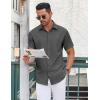 COOFANDY Men’s Button Down Shirt Short Sleeve Dress Shirt Casual Beach Summer Wedding Shirt(Dark Grey)