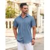 COOFANDY Men’s Button Down Shirt Short Sleeve Dress Shirt Casual Beach Summer Wedding Shirt(Grey Blue)