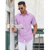 COOFANDY Men’s Button Down Shirt Short Sleeve Dress Shirt Casual Beach Summer Wedding Shirt(Lavender)