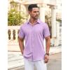 COOFANDY Men’s Button Down Shirt Short Sleeve Dress Shirt Casual Beach Summer Wedding Shirt(Lavender)