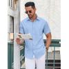 COOFANDY Men’s Button Down Shirt Short Sleeve Dress Shirt Casual Beach Summer Wedding Shirt(Light Blue)