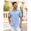 COOFANDY Men’s Button Down Shirt Short Sleeve Dress Shirt Casual Beach Summer Wedding Shirt(Light Blue)