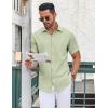 COOFANDY Men’s Button Down Shirt Short Sleeve Dress Shirt Casual Beach Summer Wedding Shirt(Light Green)