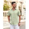 COOFANDY Men’s Button Down Shirt Short Sleeve Dress Shirt Casual Beach Summer Wedding Shirt(Light Green)