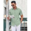 COOFANDY Men’s Button Down Shirt Short Sleeve Dress Shirt Casual Beach Summer Wedding Shirt(Light Green-flower)