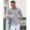 COOFANDY Men’s Button Down Shirt Short Sleeve Dress Shirt Casual Beach Summer Wedding Shirt(Light Grey)