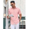 COOFANDY Men’s Button Down Shirt Short Sleeve Dress Shirt Casual Beach Summer Wedding Shirt(Light Pink)