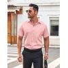 COOFANDY Men’s Button Down Shirt Short Sleeve Dress Shirt Casual Beach Summer Wedding Shirt(Light Pink)